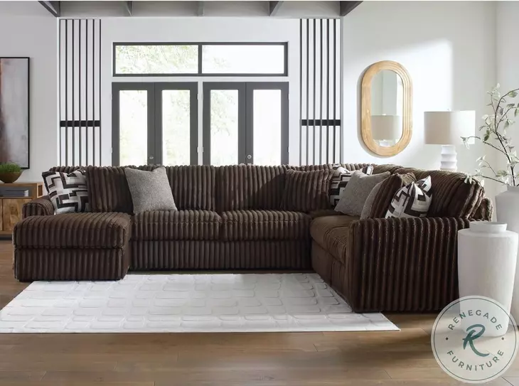 Midnight Madness Chocolate Brown 4 Piece Sectional with LAF Chaise