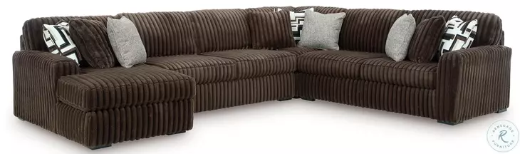 Midnight Madness Chocolate Brown 4 Piece Sectional with LAF Chaise