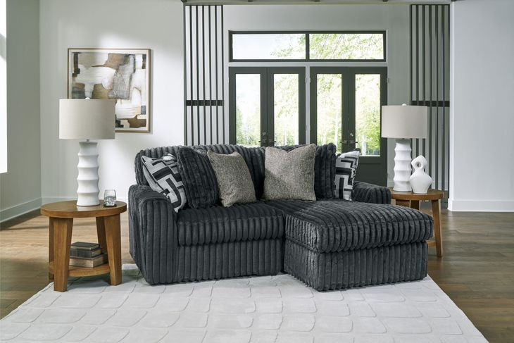 Midnight Madness Gunmetal 2 Piece Sectional with Chaise