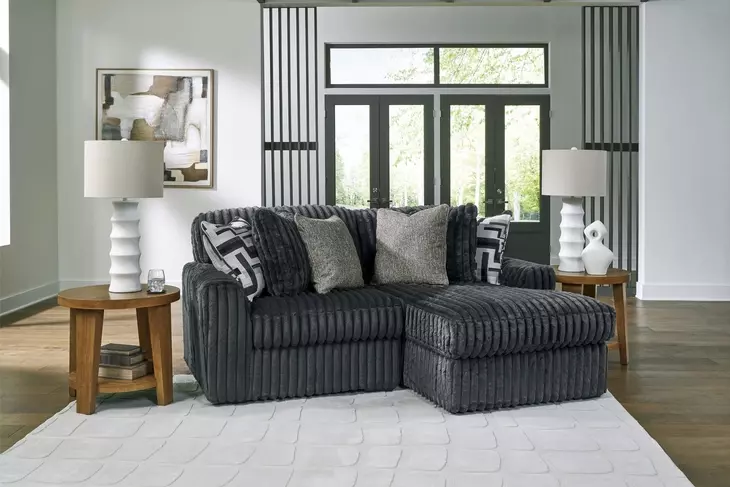 Midnight Madness Gunmetal 2 Piece Sectional with Chaise