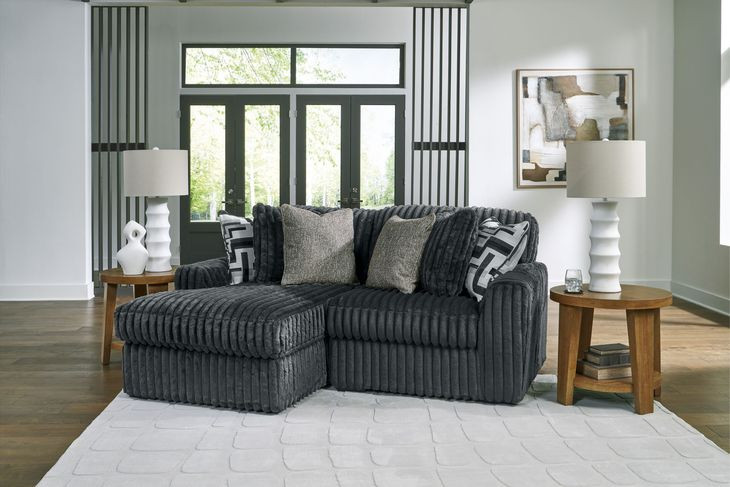 Midnight Madness Gunmetal 2 Piece Chaise Sectional