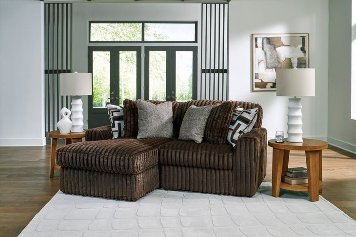 Midnight Madness Chocolate 2 Piece Modular Sectional with LAF Corner Chaise