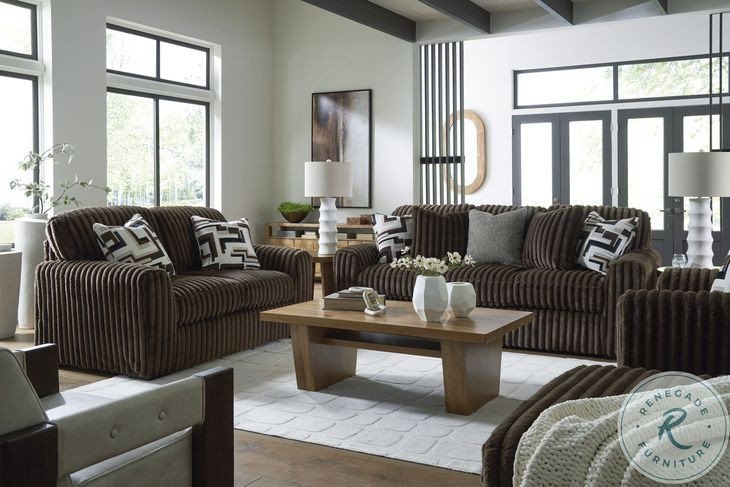 Midnight Madness Chocolate Living Room Set