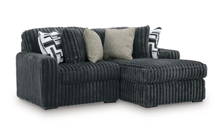 Midnight Madness Gunmetal 2 Piece Sectional with Chaise