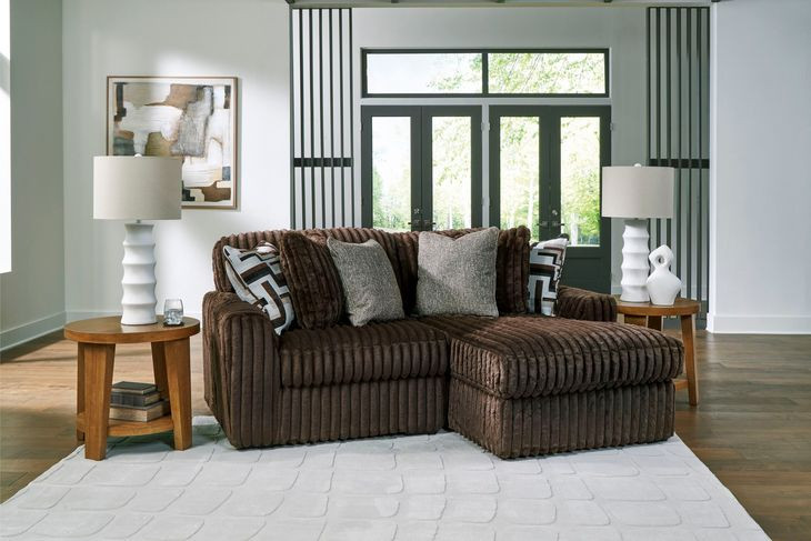 Midnight Madness Chocolate 2 Piece Modular Sectional with Chaise