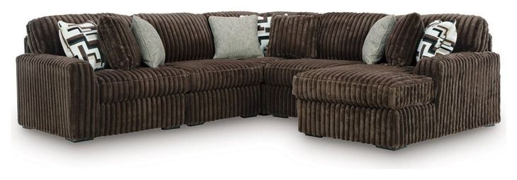 Midnight Madness Chocolate 5 Piece Modular Sectional with Chaise