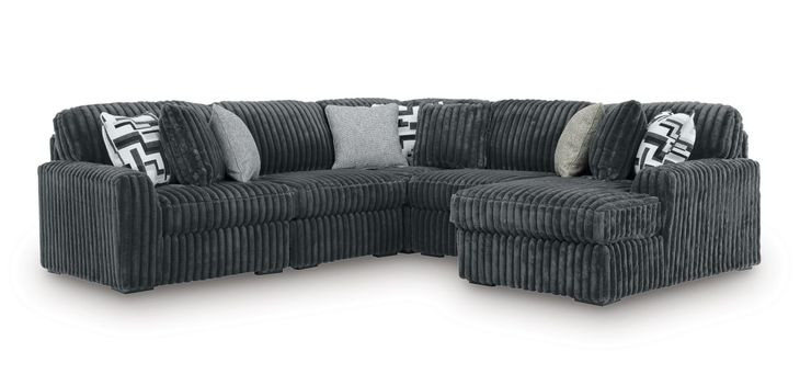 Midnight Madness Gunmetal 5 Piece RAF Chaise Sectional
