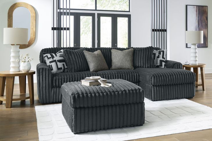 Midnight Madness Gunmetal 3 Piece Sectional with Chaise