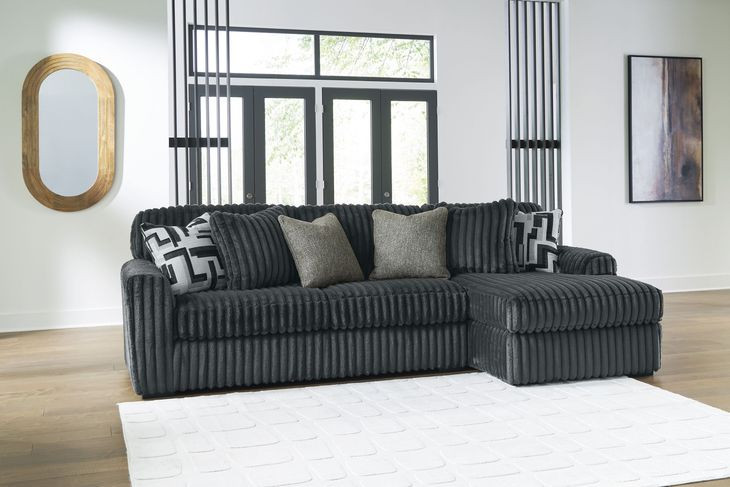 Midnight Madness Gunmetal 2 Piece Sofa Chaise Sectional