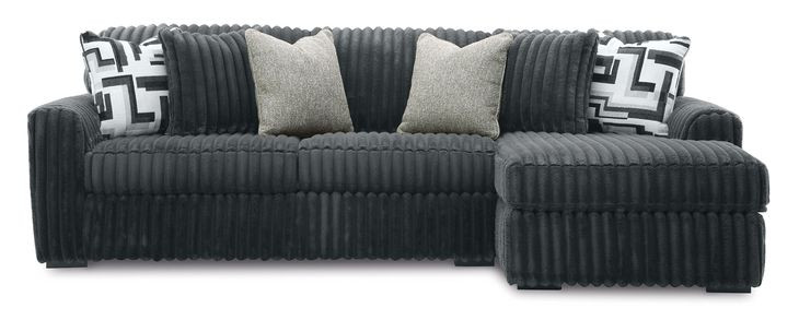 Midnight Madness Gunmetal 2 Piece Sofa Chaise Sectional