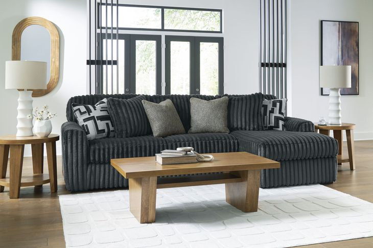 Midnight Madness Gunmetal 3 Piece Sectional with Chaise