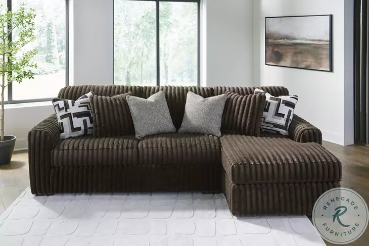 Midnight Madness Chocolate Brown 2 Piece Sectional Sofa with RAF Chaise