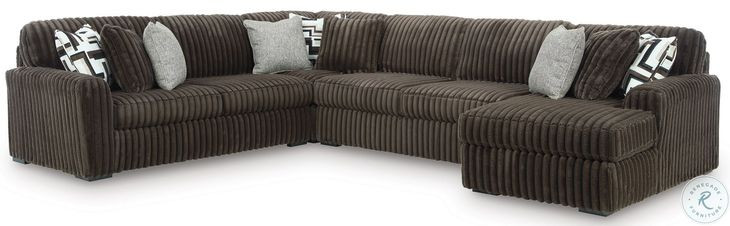 Midnight Madness Chocolate Brown 4 Piece Sectional with RAF Chaise