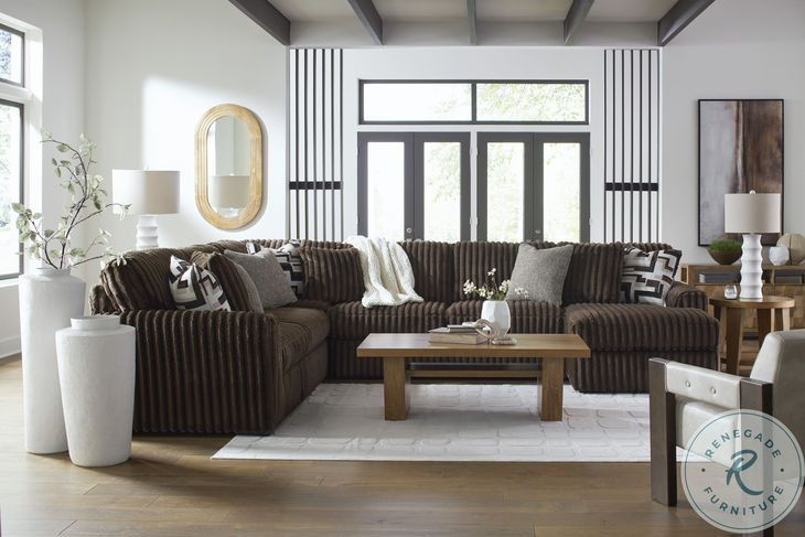 Midnight Madness Chocolate Brown 4 Piece Sectional with RAF Chaise