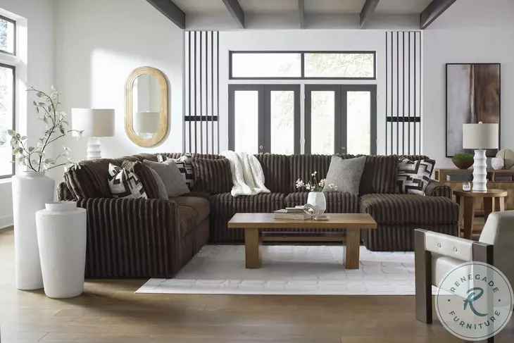 Midnight Madness Chocolate Brown 4 Piece Sectional with RAF Chaise