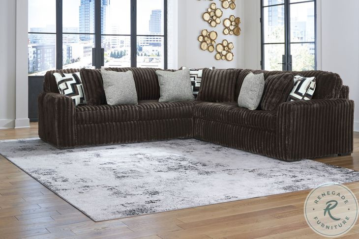 Midnight Madness Chocolate Brown 3 Piece Sectional