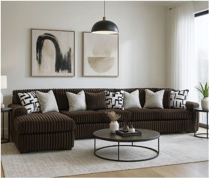 Midnight Madness Brown 3 Piece Modular Sectional with LAF Corner