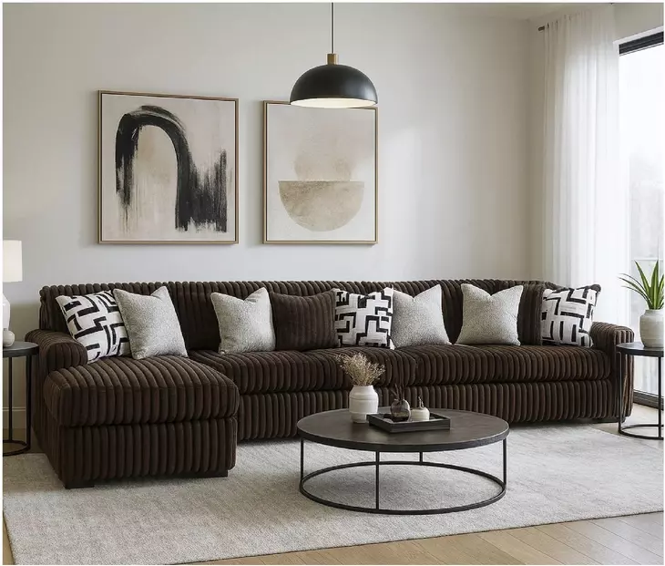 Midnight Madness Brown 3 Piece Modular Sectional with LAF Corner
