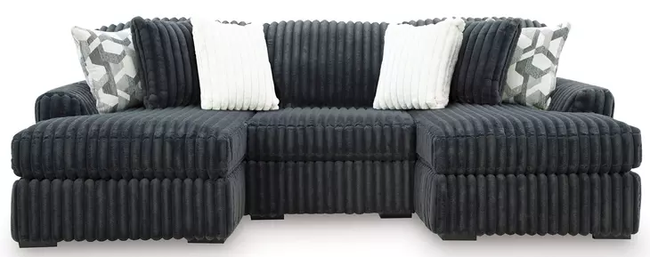 Midnight Madness Gunmetal 3 Piece Double Chaise Sectional