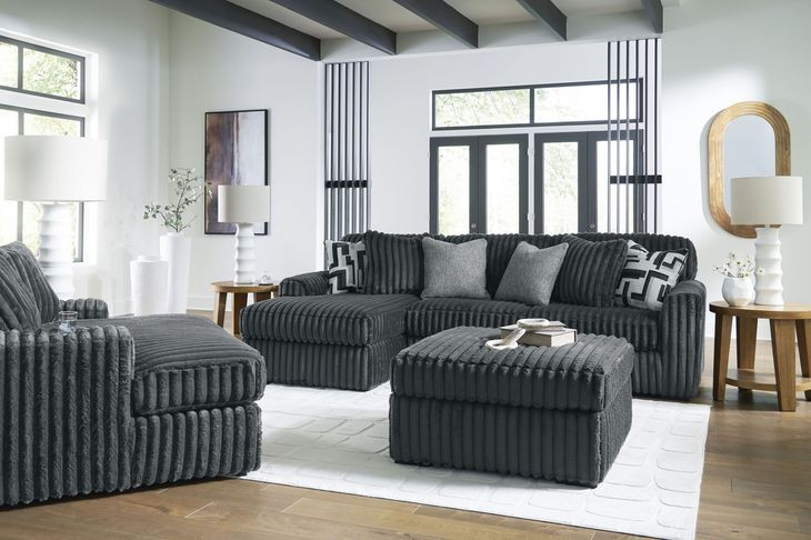 Midnight Madness Gunmetal 3 Piece Chaise Sectional