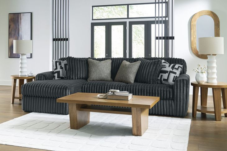Midnight Madness Gunmetal 3 Piece Chaise Sectional