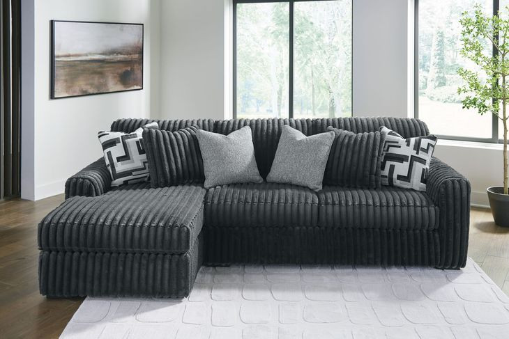 Midnight Madness Gunmetal 2 Piece Sectional Sofa Chaise