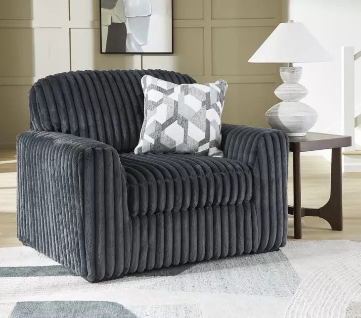 アリア Midnight Madness Gunmetal Oversized Chair From Ashley Furniture