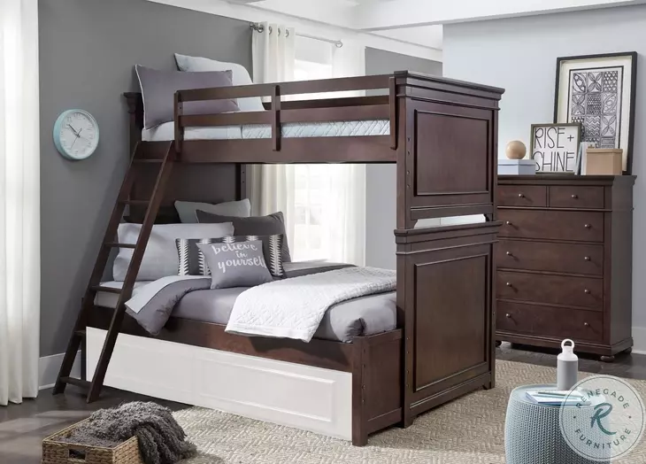 Canterbury Warm Cherry Twin Over Full Bunk Bed