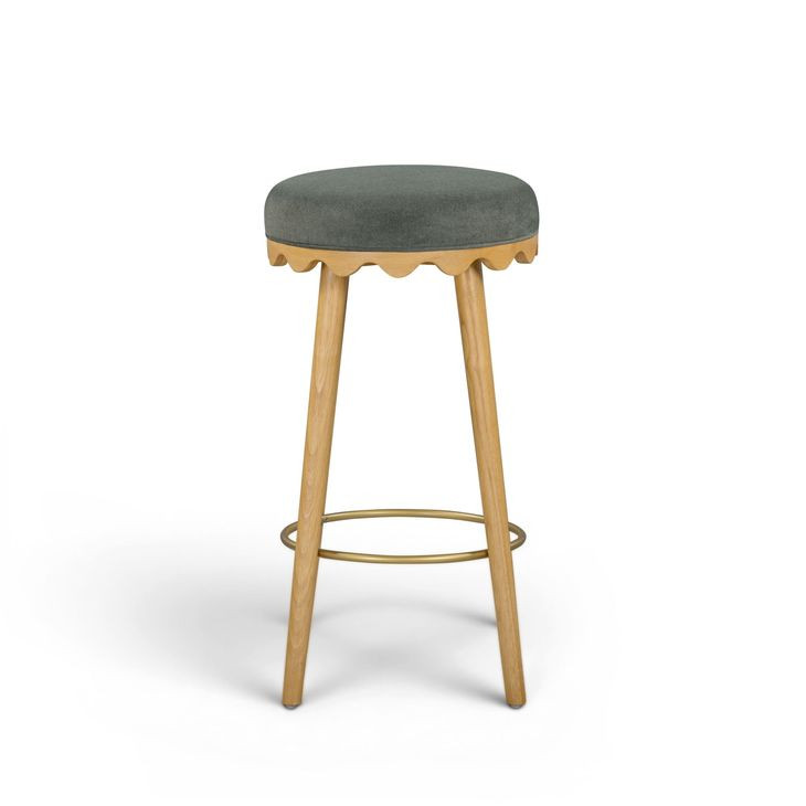 Oodle Green Performance Vegan Mohair Upholstered Bar Stool