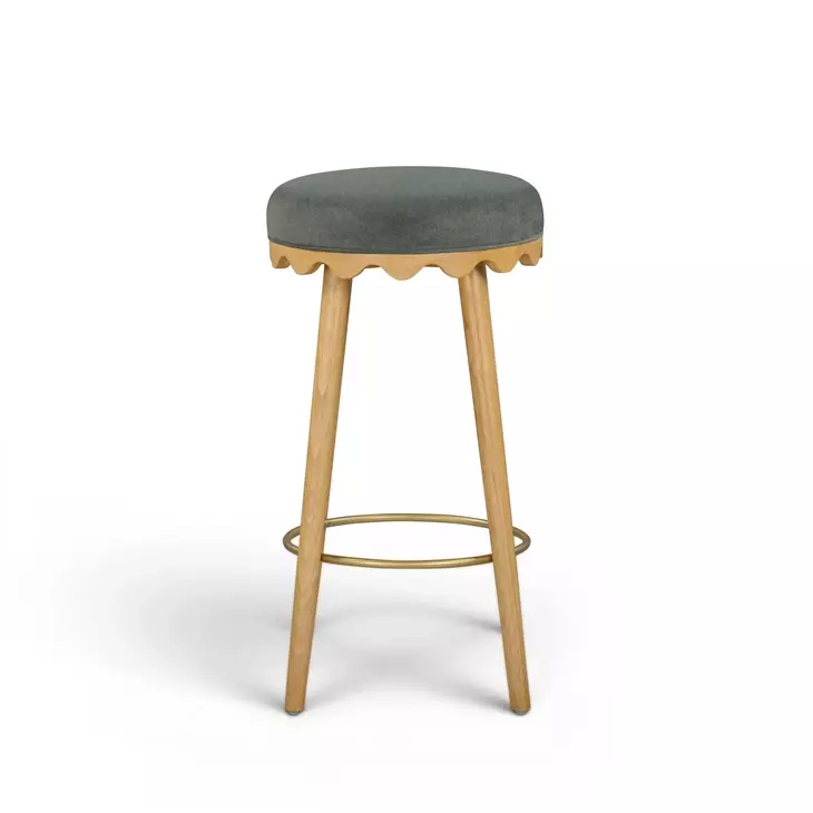 Oodle Green Performance Vegan Mohair Upholstered Bar Stool