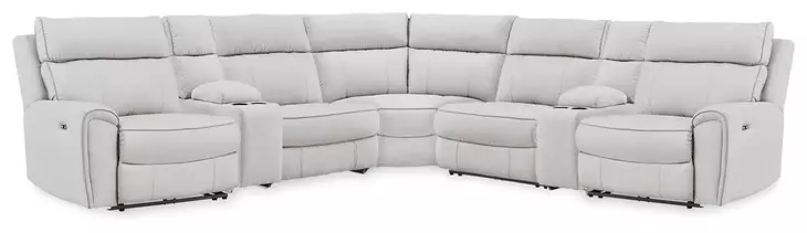 Grafton Pike Ash 7 Piece Modular Reclining Sectional with Storage Consoles and USB Charging