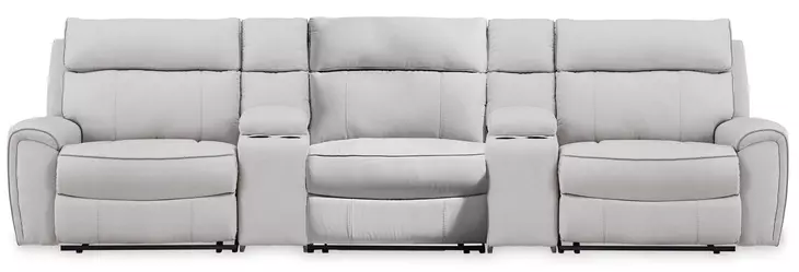 Grafton Pike Ash 5 Piece Modular Reclining Sectional with Storage Consoles and USB Charging