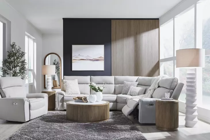 Grafton Pike Ash 5 Piece Modular Power Reclining Sectional with USB Charging