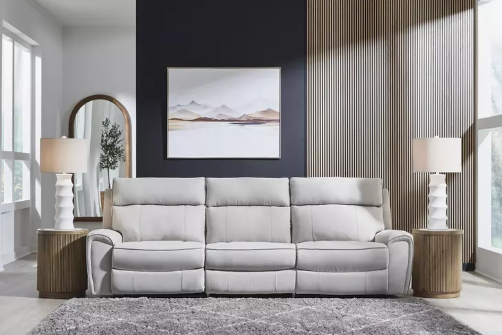 Grafton Pike Ash 3 Piece Modular Power Reclining Sectional with USB Charging