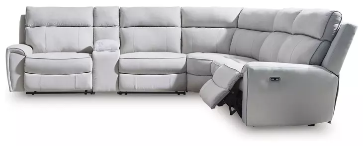 Grafton Pike Ash 6 Piece Modular Reclining Sectional with Storage Console and USB Charging