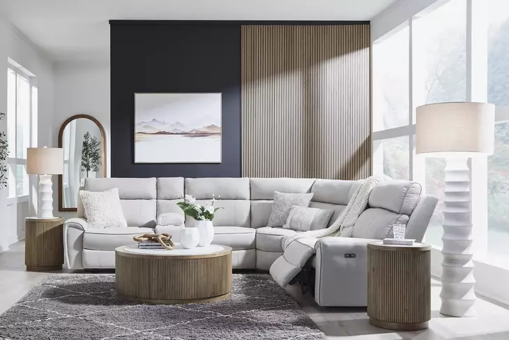 Grafton Pike Ash 6 Piece Modular Reclining Sectional with Storage Console and USB Charging