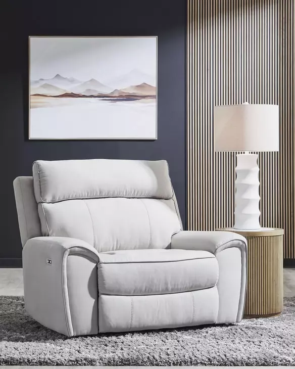 Grafton Pike Pearl and Ash Zero Gravity Power Recliner with USB Charging