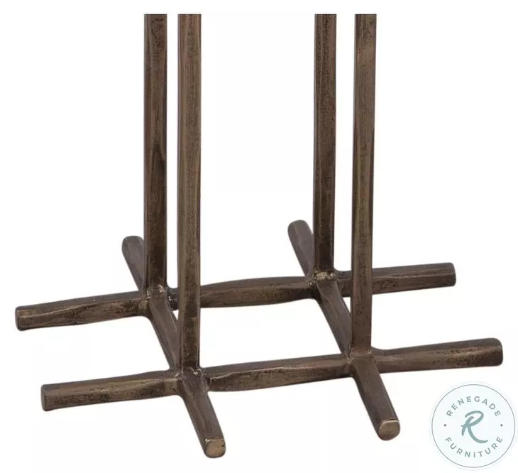 Xavier Antique Brass And White Marble Accent Table Set Of 2