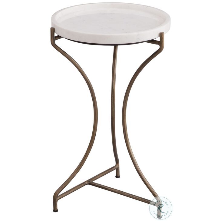 McGowan Brushed Gold And White Marble Accent Table