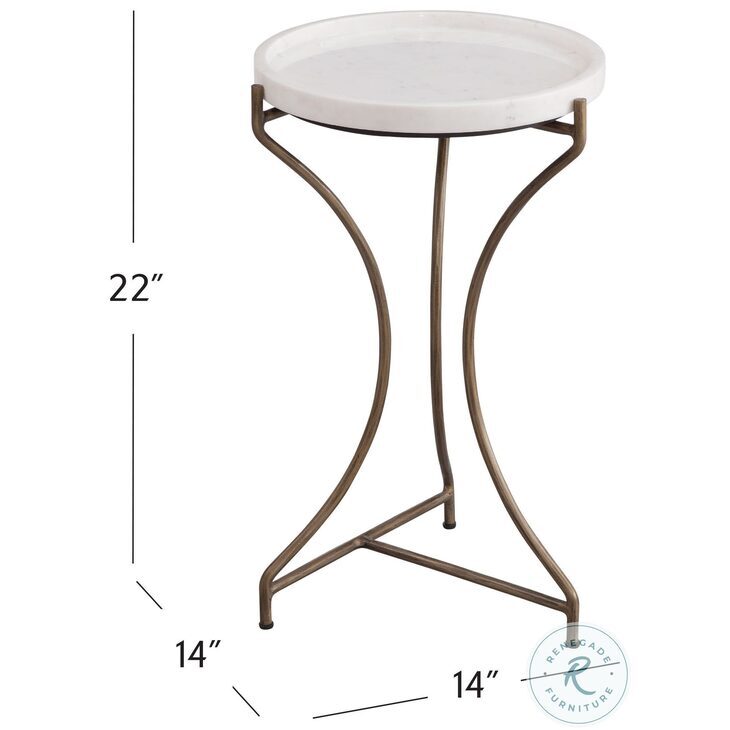 McGowan Brushed Gold And White Marble Accent Table