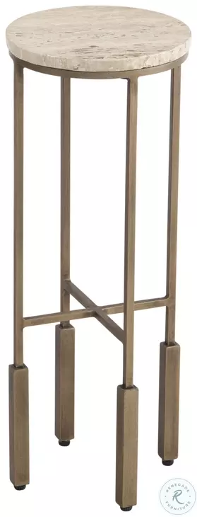 Lucia Antique Brass And Beige Accent Table