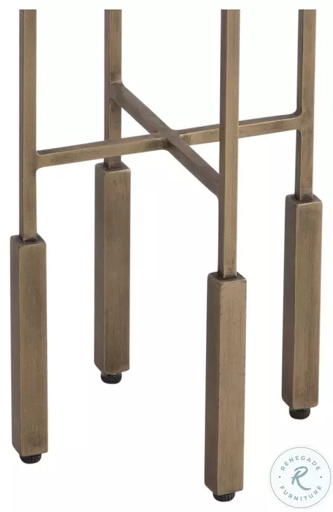 Lucia Antique Brass And Beige Accent Table