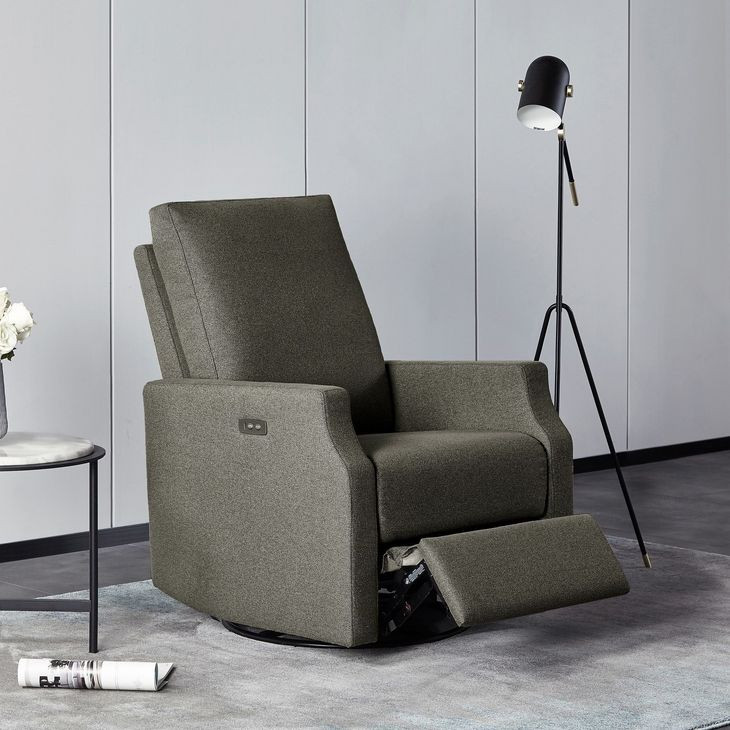 Louie Slate Swivel Glider Power Recliner with USB Charging