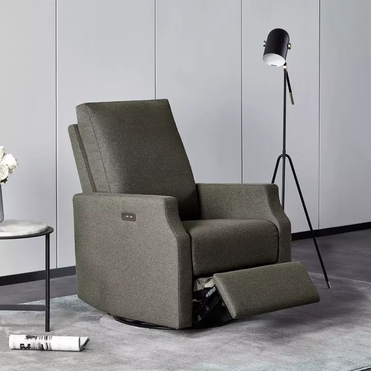 Louie Slate Swivel Glider Power Recliner with USB Charging