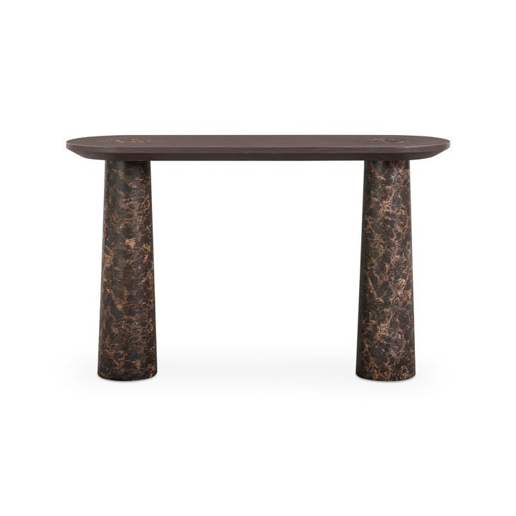 Braya Dark Brown Oval Concrete Top Console Table