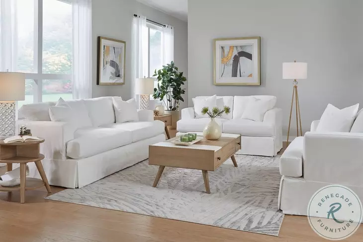 Sutton Snow Slip Cover Loveseat