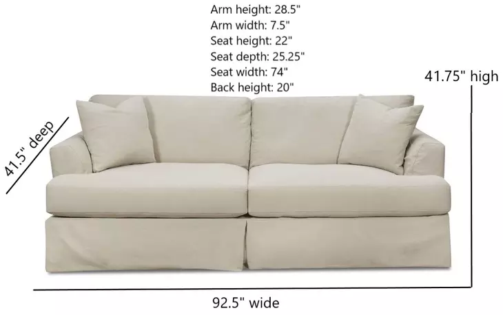 Sutton Sand Slip Cover Flared Arm Living Room Set