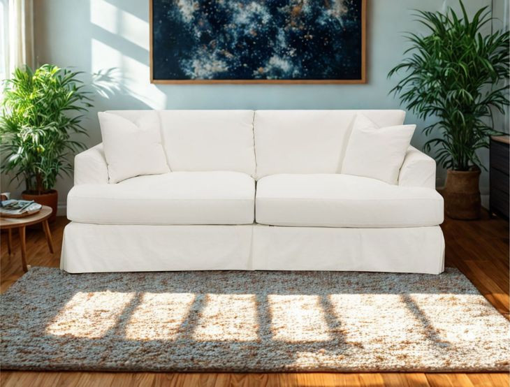 Sutton Snow Slip Cover Flared Arms Sofa