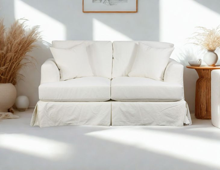 Sutton Snow Slip Cover Loveseat