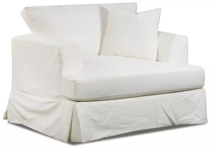 Sutton Snow White Upholstered Chair and A Half with Pillow